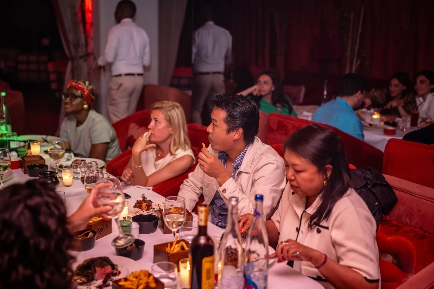 A table mid-meal at Coup de Foudre Agadir